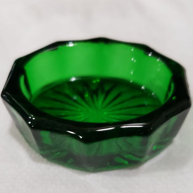 Dark Green Oval Hand Pressed Glass Ring Holder