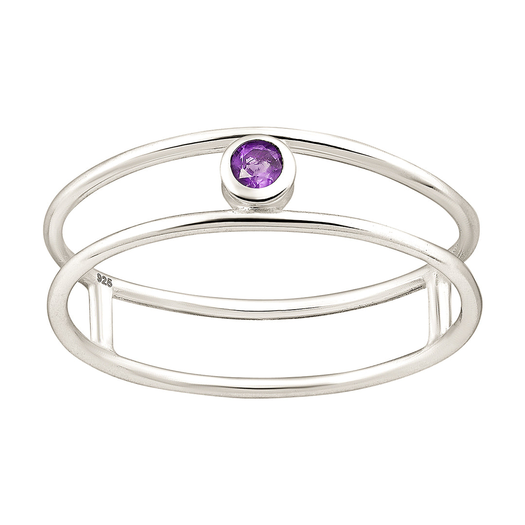 Amethyst Solitaire Silver Ring