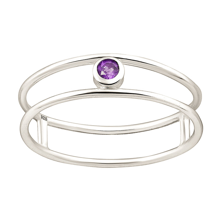 Amethyst Solitaire Silver Ring