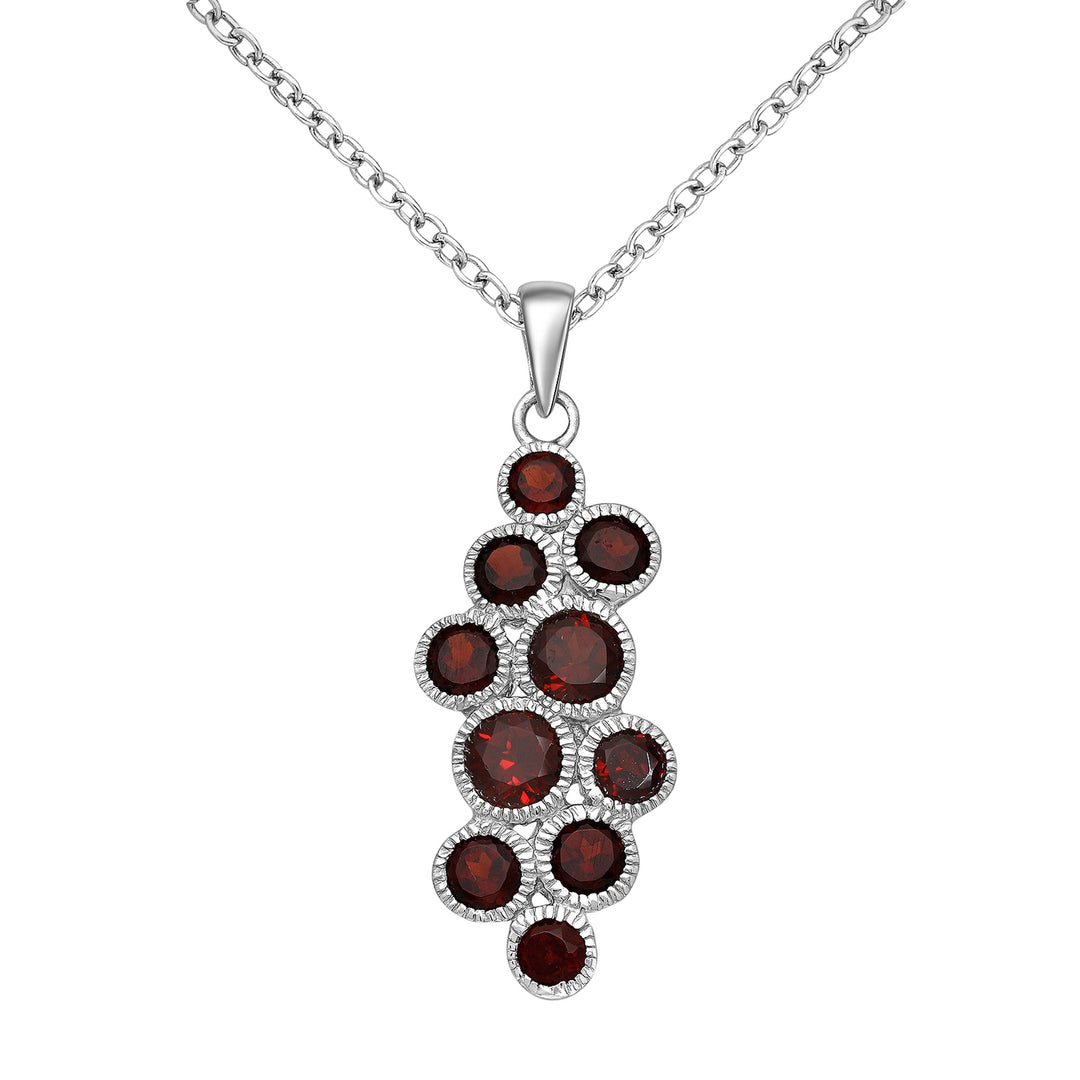 Garnet Cluster Silver Necklace