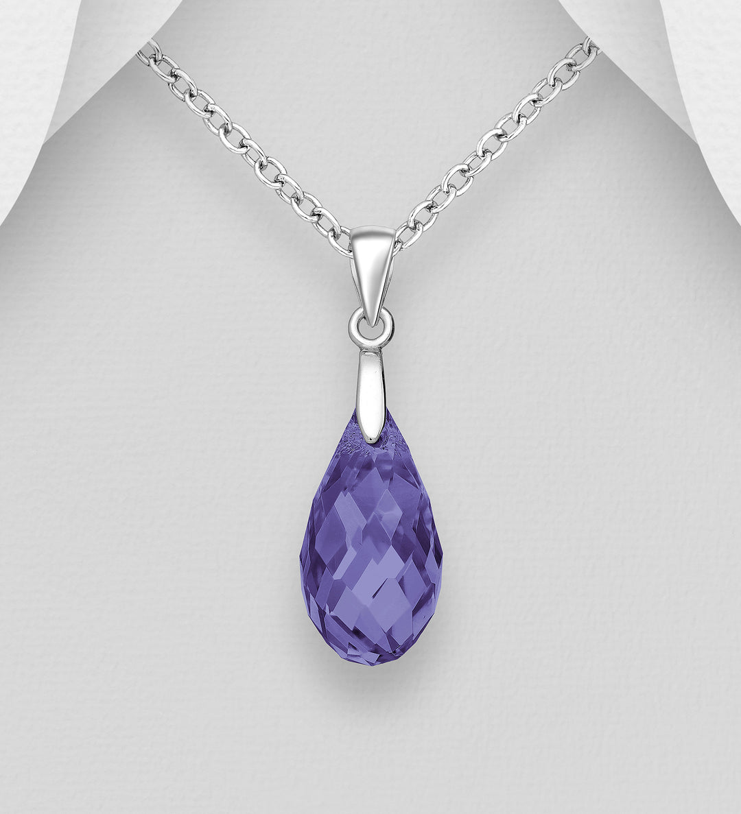 Purple Austrian Crystal Silver Necklace