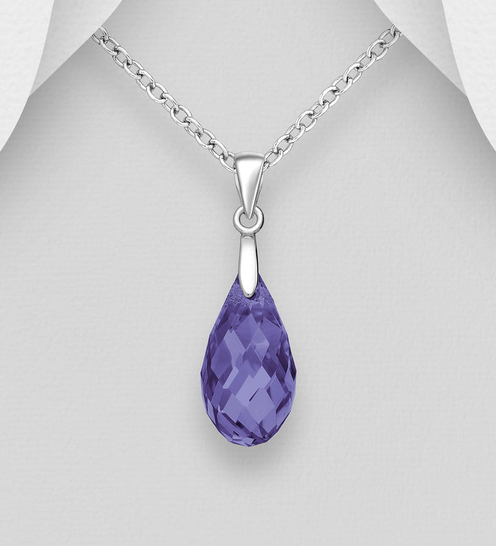 Purple Austrian Crystal Silver Necklace