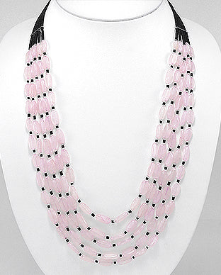 Rose Quartz Five Strand Necklace