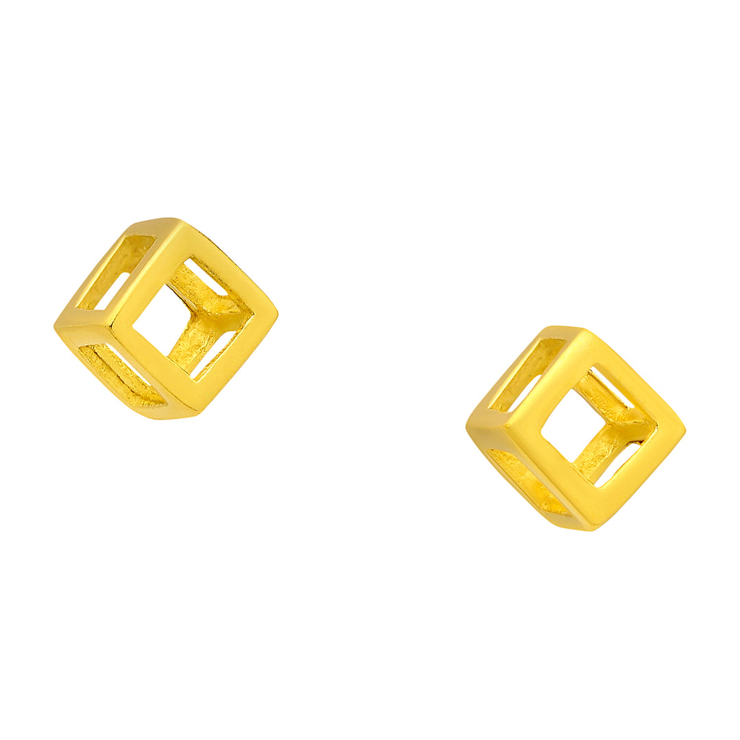 Gold Cube Earrings