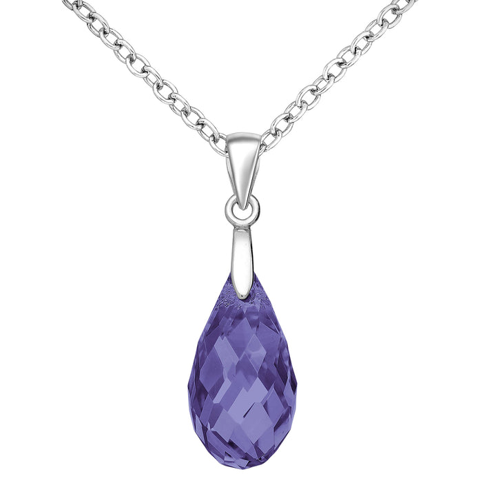 Purple Austrian Crystal Silver Necklace