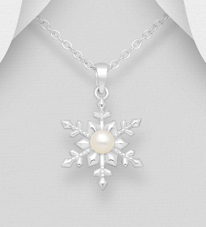 Pearl Snowflake Silver Pendant