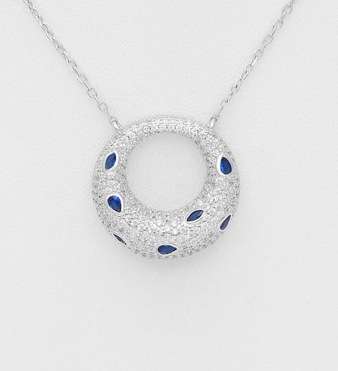 Blue & White Simulated Diamond Necklace