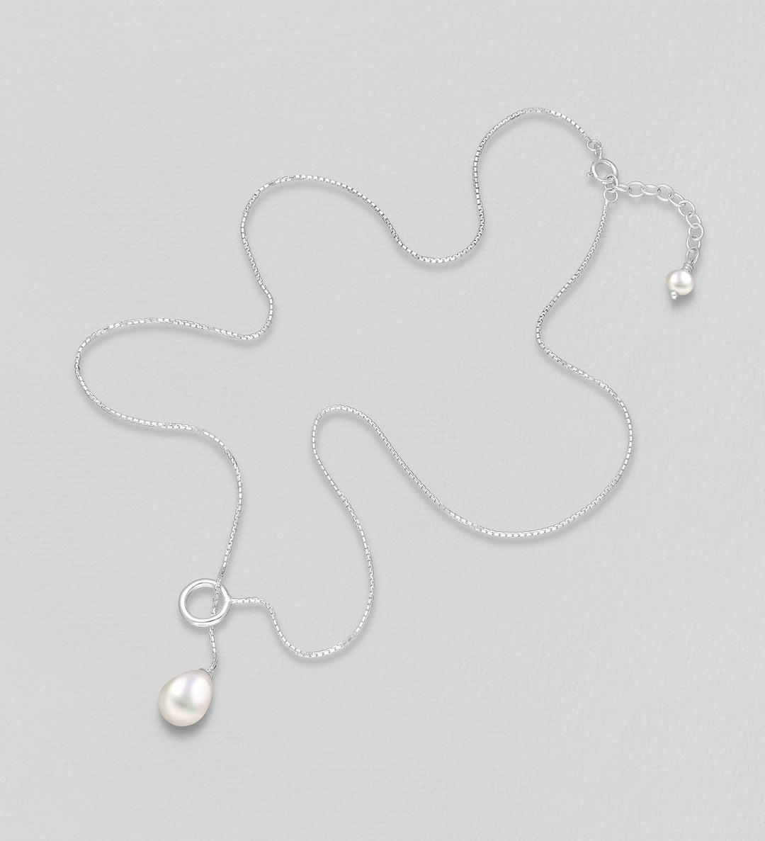 Freshwater Pearl Silver Lariat Necklace