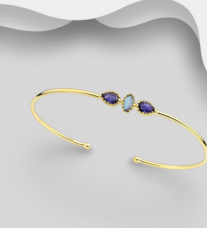 Labradorite & Iolite Gold Bangle