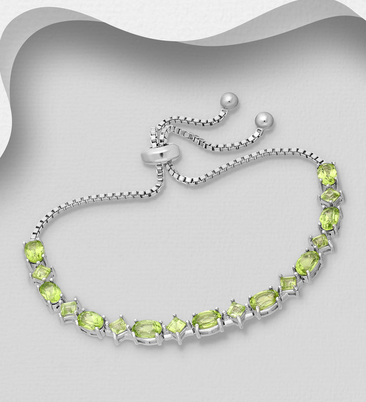 Peridot Bolo Silver Bracelet