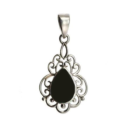 Silver Onyx Teardrop Pendant