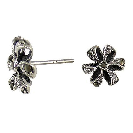 Bow Sterling Silver Marcasite Earrings | SilverAndGold