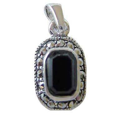 Silver and Black Onyx Pendant Necklace