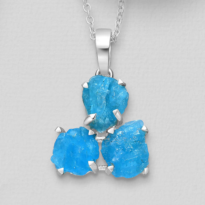 Blue Apatite Silver Pendant