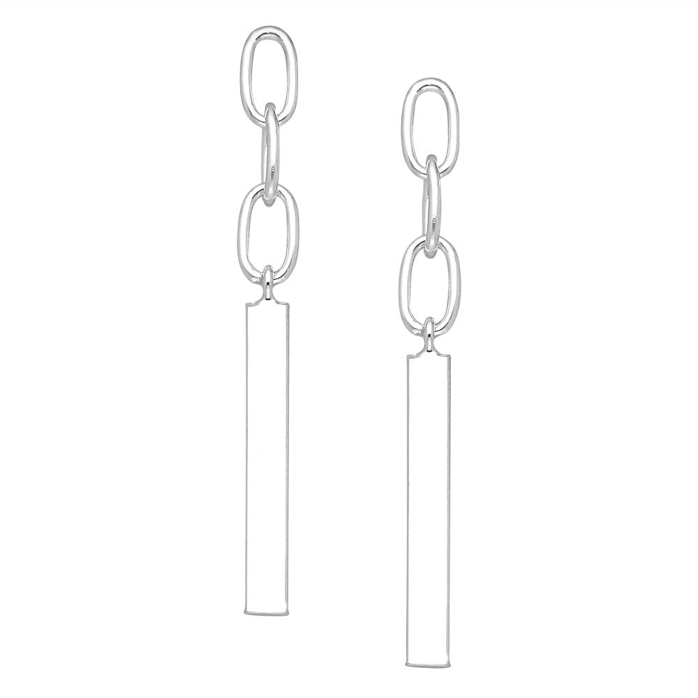 Links and Bar Sterling Silver Earrings