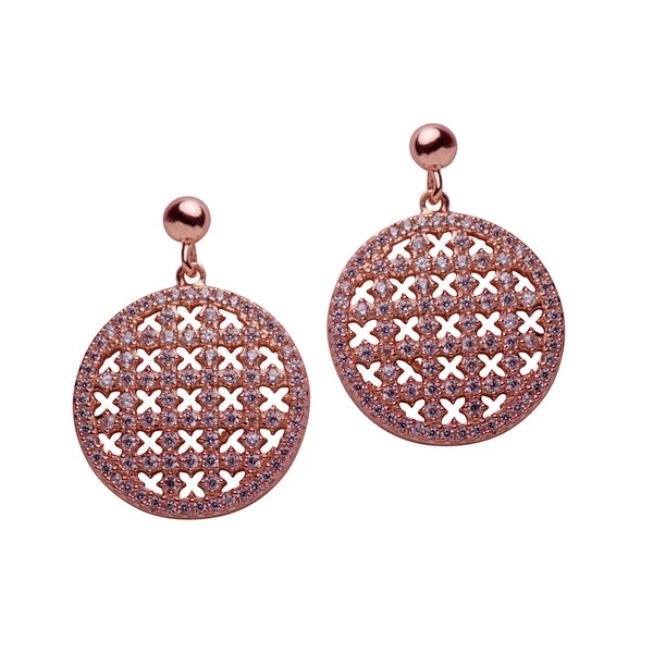 14K Rose Gold Plated Crisscross Dangle Earrings | SilverAndGold