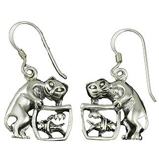 Sterling Silver Kitten In Fishbowl Earrings | SilverAndGold
