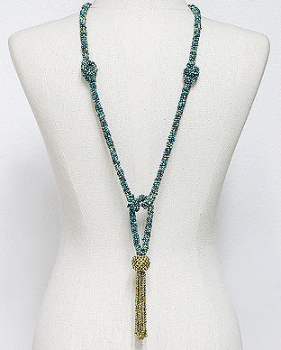 Beaded Tassel Statement Necklace
