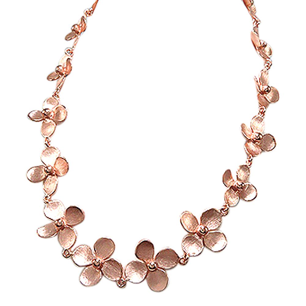 Matte Rose Gold Over Brass Flower Necklace