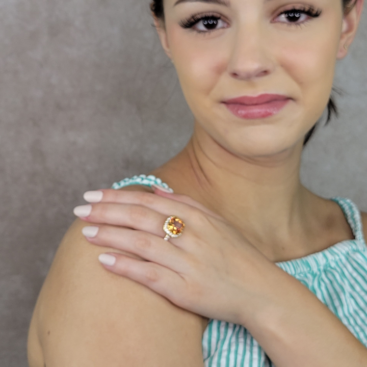 Champagne Diamond Simulant Gold Ring