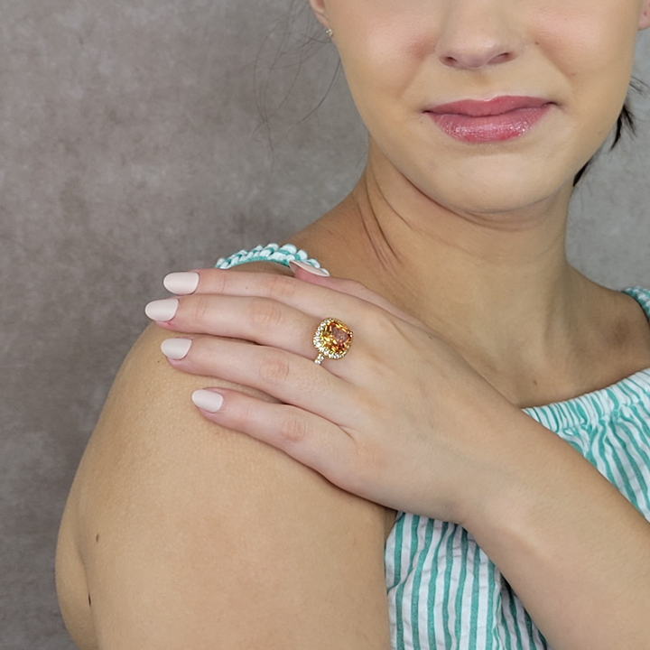 Champagne Diamond Simulant Gold Ring