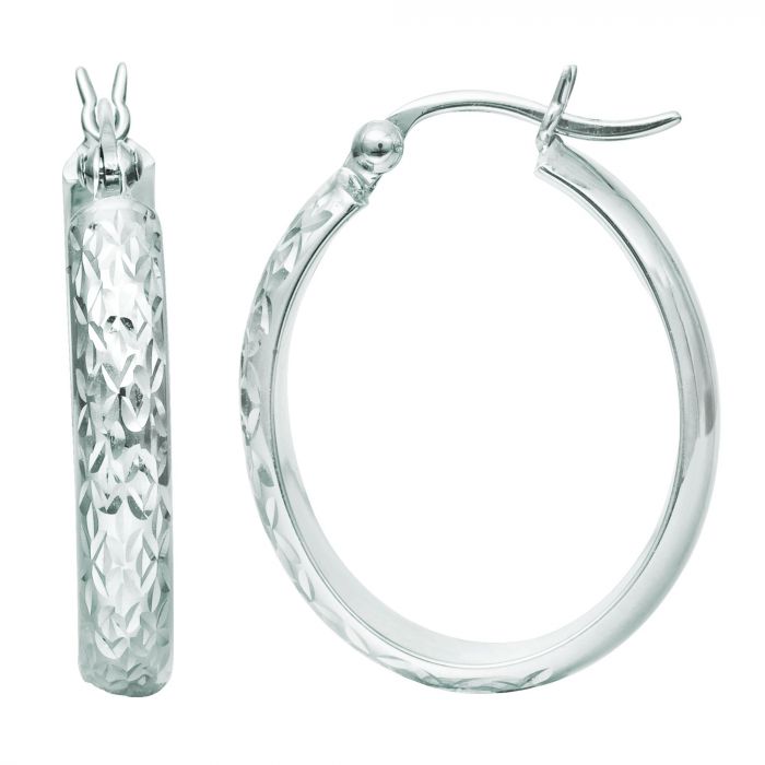 10K Gold Oval Diamond Cut Earring