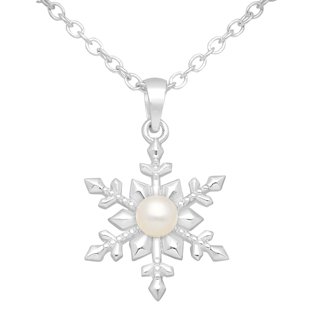 Pearl Snowflake Silver Pendant
