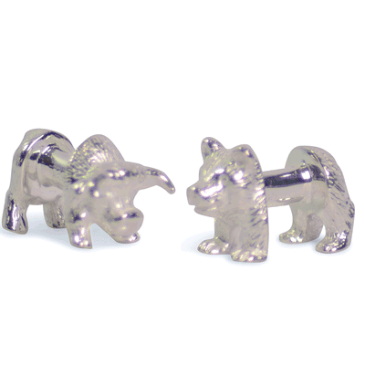 Bear and & Stock Market Sterling Silver Cufflinks | SilverAndGold