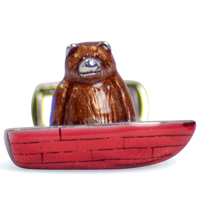 Bear in a Canoe Sterling Silver Cufflinks | SilverAndGold