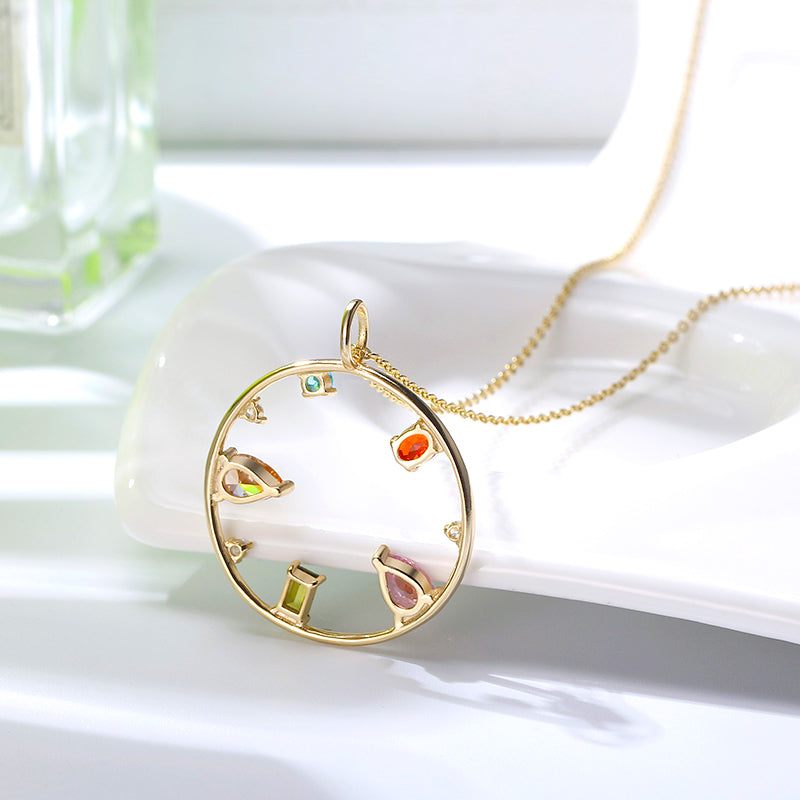 Multi-Gemstone Gold Necklace
