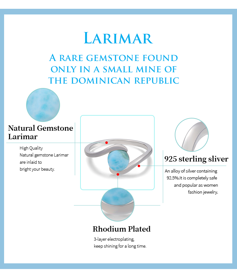 Larimar Heart Silver Ring