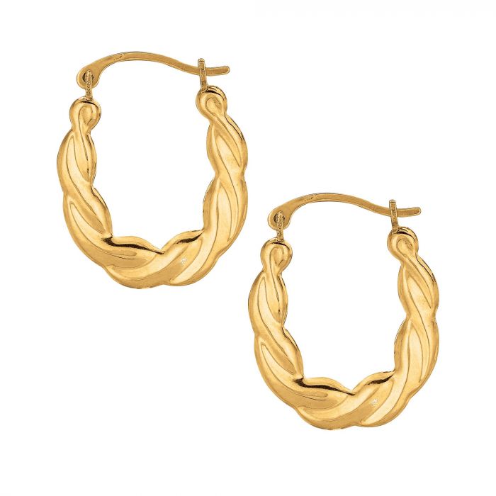 10K Gold Puffy Scalloped Hoop Earring