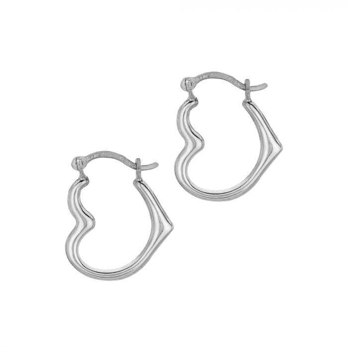 10K White Gold Heart Hoop Earring