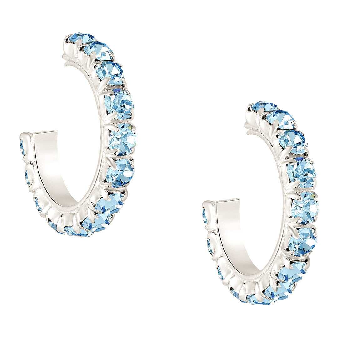 Simulated Aquamarine Hoop Earrings