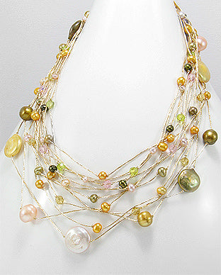 Freshwater Pearl & Crystal Layered Necklace