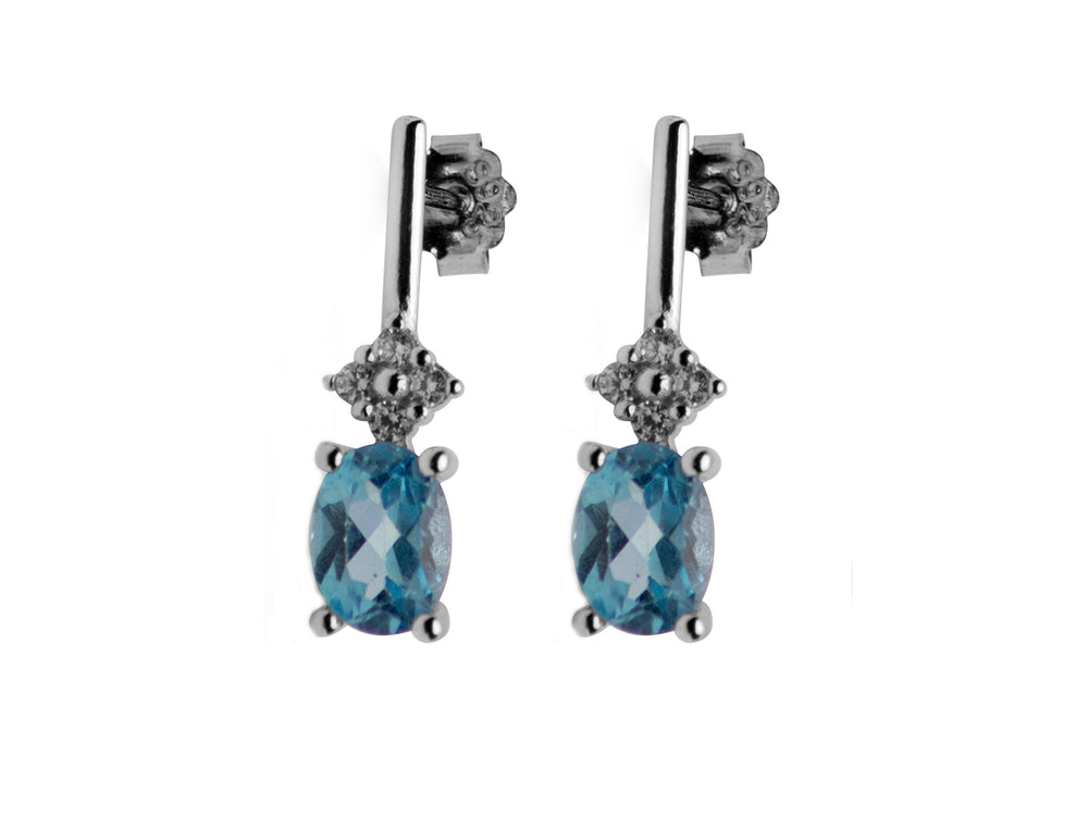 Blue Topaz & Swarovski Crystal Drop Earrings | SilverAndGold