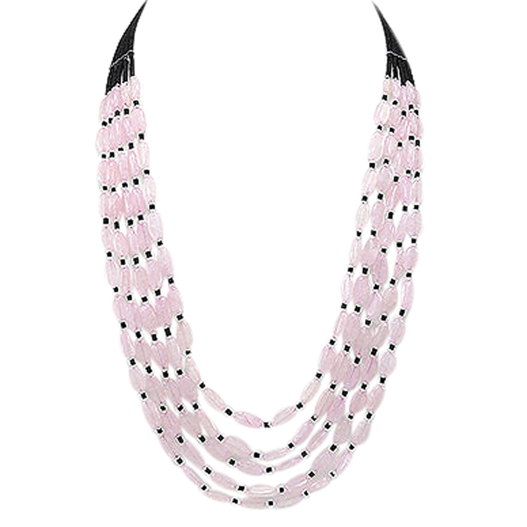 Rose Quartz Five Strand Necklace