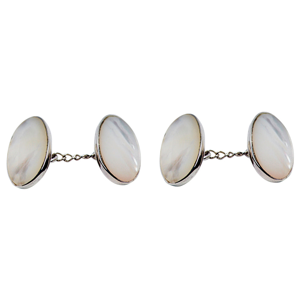 Mother of Pearl White Sterling Silver Cufflinks | SilverAndGold