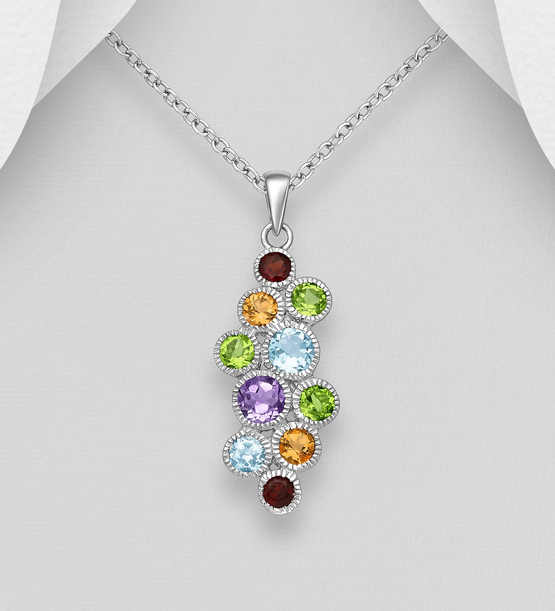 Multicolored Gemstone Silver Pendant – SilverAndGold.com