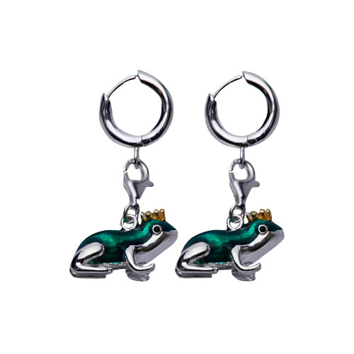 Frog Prince Sterling Silver Charm Earrings | SilverAndGold