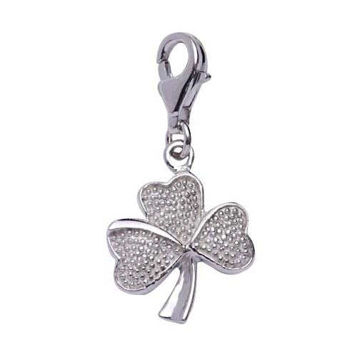 Textured Sterling Silver Shamrock Charm - SilverAndGold.com Silver And Gold
