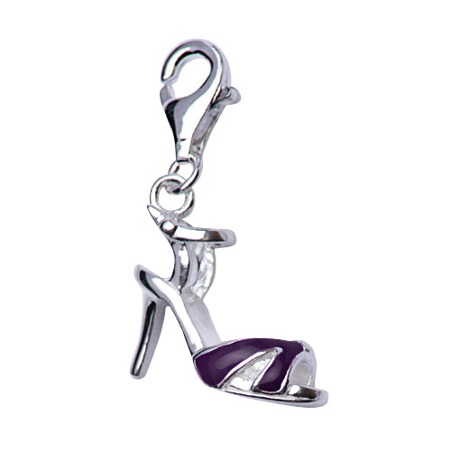 Sterling Silver Purple Enamel High Heel Sandal Charm - SilverAndGold.com Silver And Gold