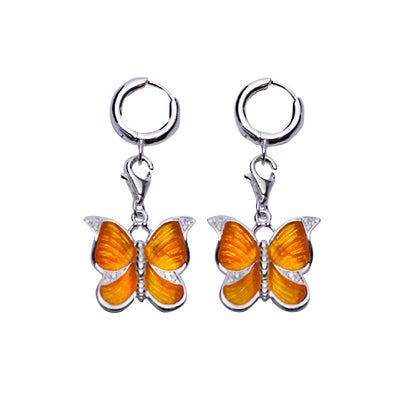 Yellow Butterfly Sterling Silver Charm Earrings | SilverAndGold