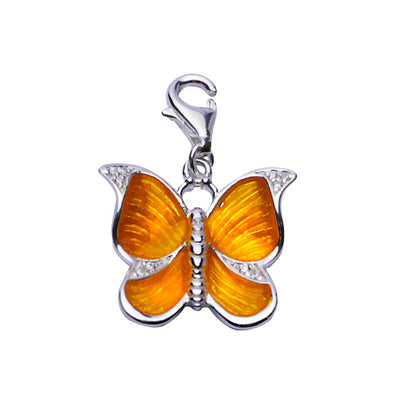 Sterling Silver Earrings: Silver Butterfly and Yellow Enamel - SilverAndGold.com Silver And Gold