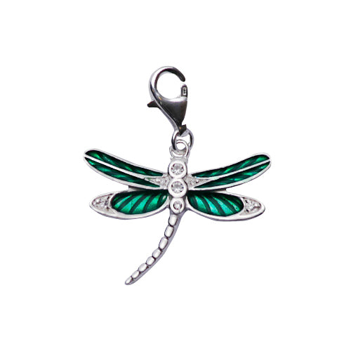 Sterling Silver Earrings: Dragonfly in Green Enamel - SilverAndGold.com Silver And Gold