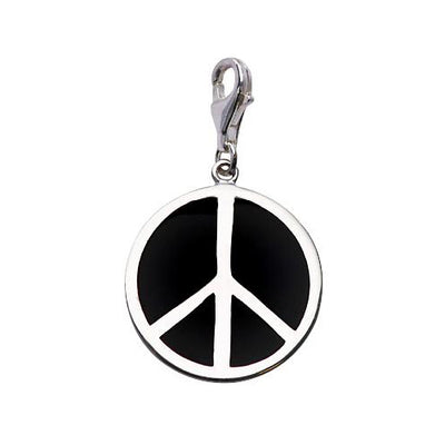 Large Black Enamel and Sterling Peace Symbol - SilverAndGold.com Silver And Gold