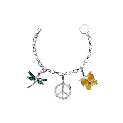 Sterling Silver Charm Bracelet: Butterflies and Dragonflies - SilverAndGold.com Silver And Gold