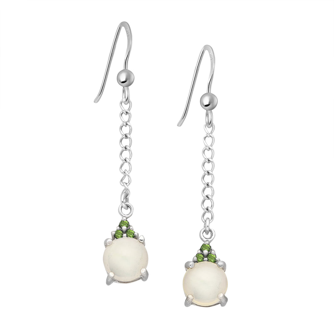 Opal & Chrome Diopside Silver Earrings