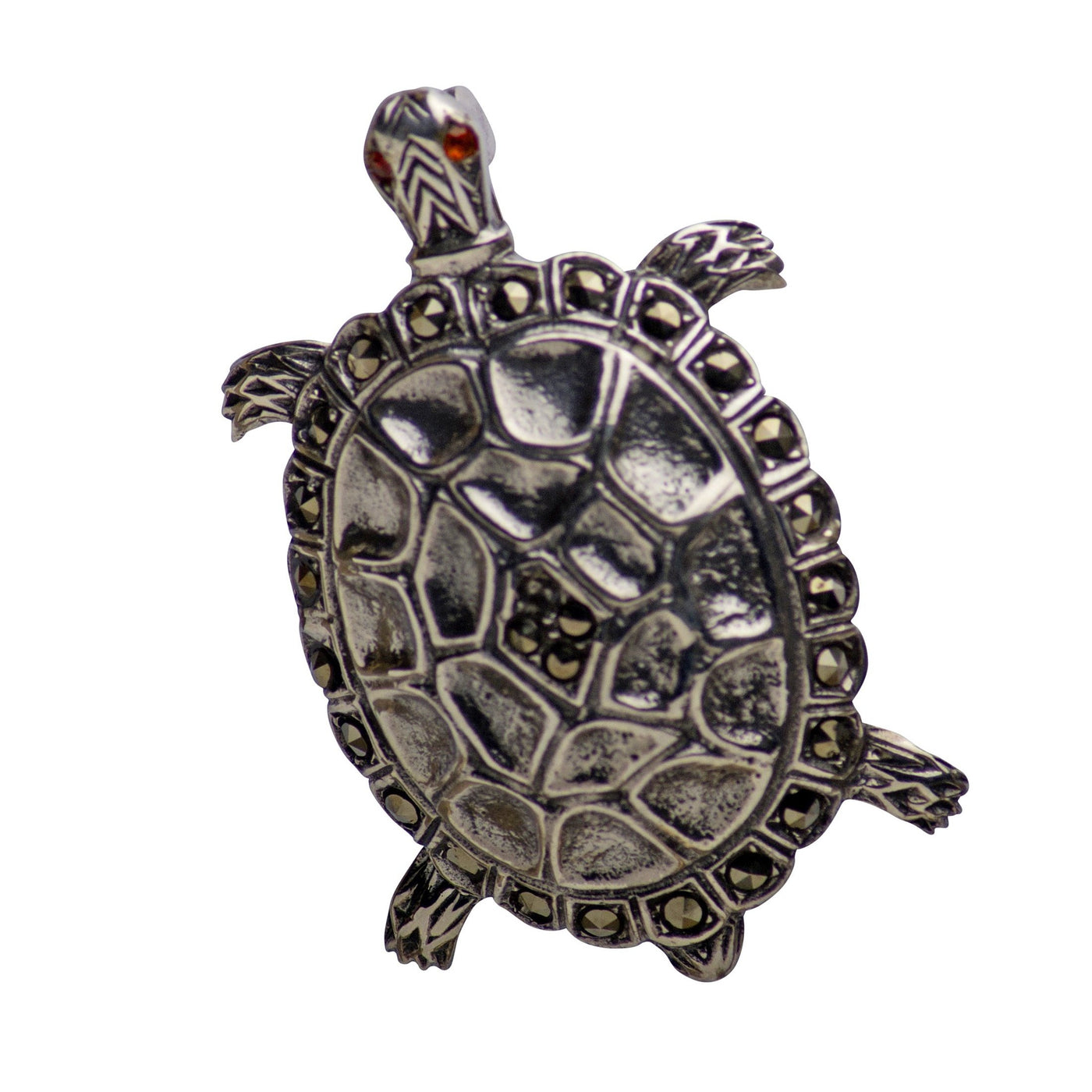 Turtle Marcasite Silver Brooch