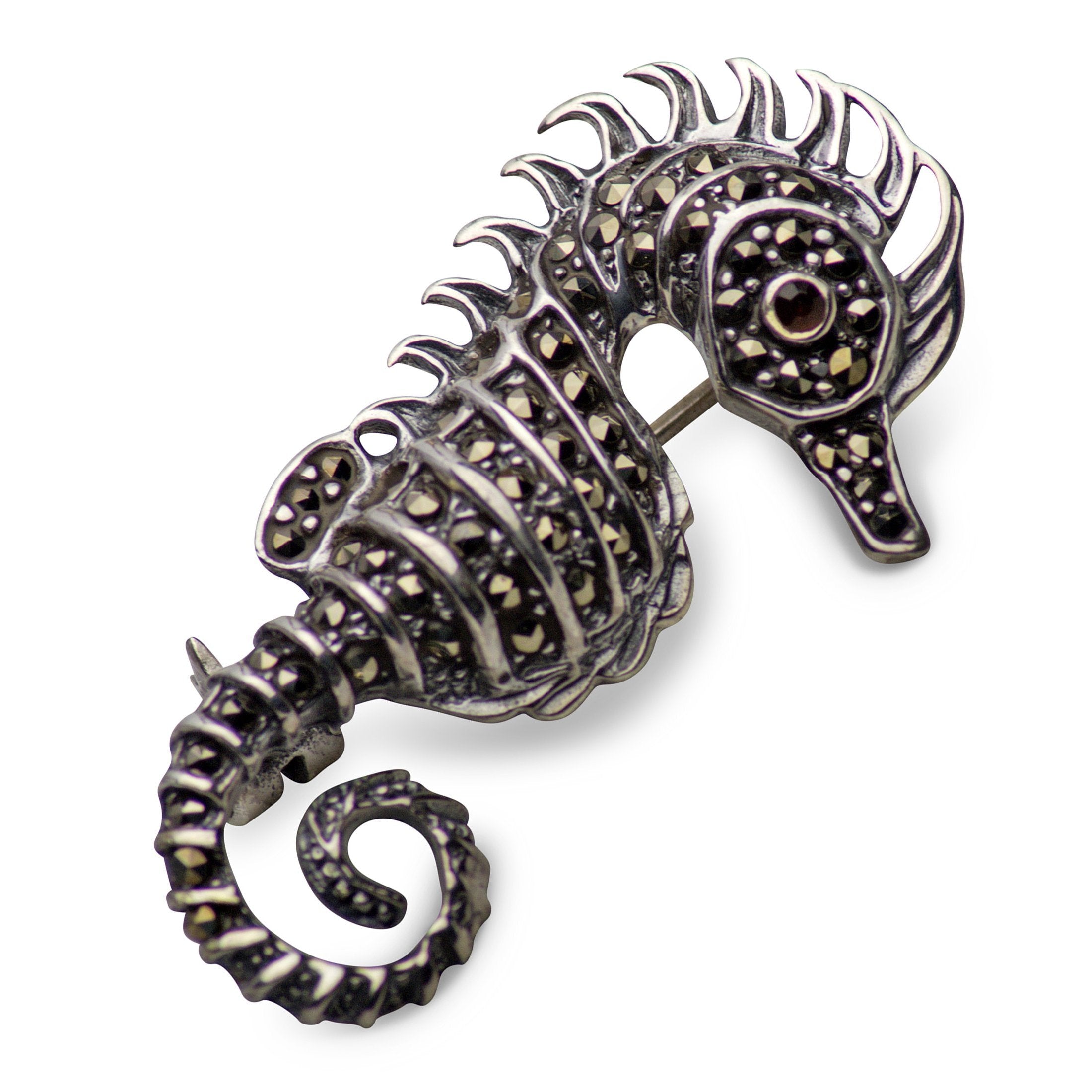 Womens Sterling Silver Seahorse Brooch selling E5285